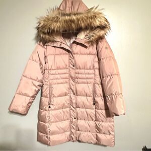 Calvin Klein Women’s size XXL Pink Faux Fur trimmed Hooded Long Jacket